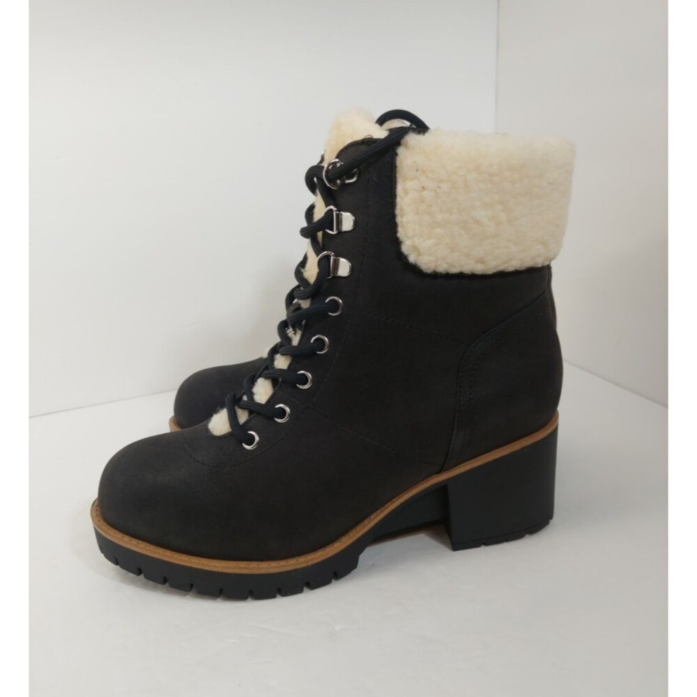 Mia Amore Women's Size 9 Blaake Block Heel Lace Up Boots 9.0W Black Cream - Picture 6 of 13